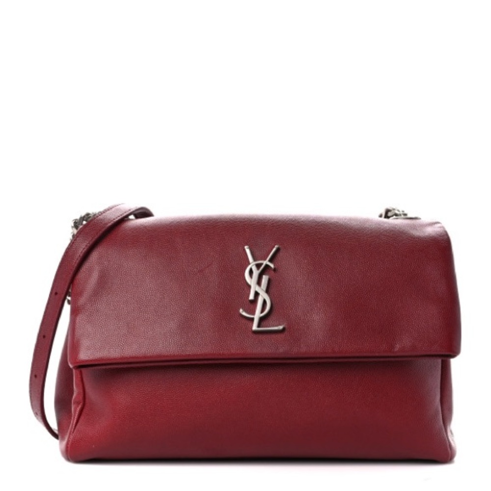YSL Saint Laurent Grain De Poudre Medium West Hollywood Monogram Fold-Over Bag